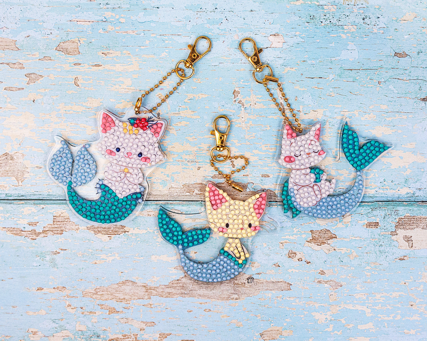 Set lanțuri cu pandantive din acril LetiStitch - Mermaid Cats, 481-494