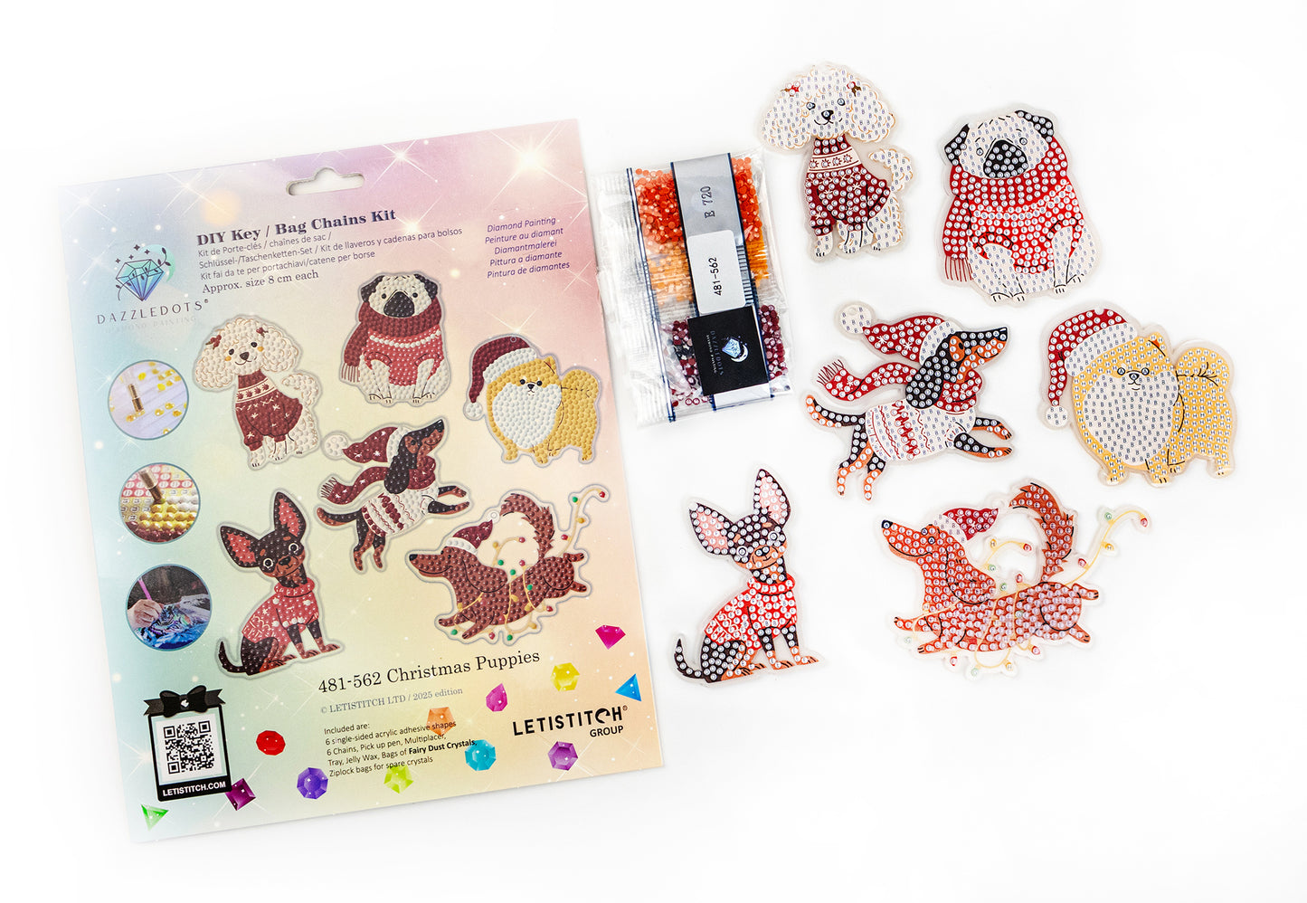 Set lanțuri cu pandantive din acril LetiStitch - Christmas puppy, 481-562