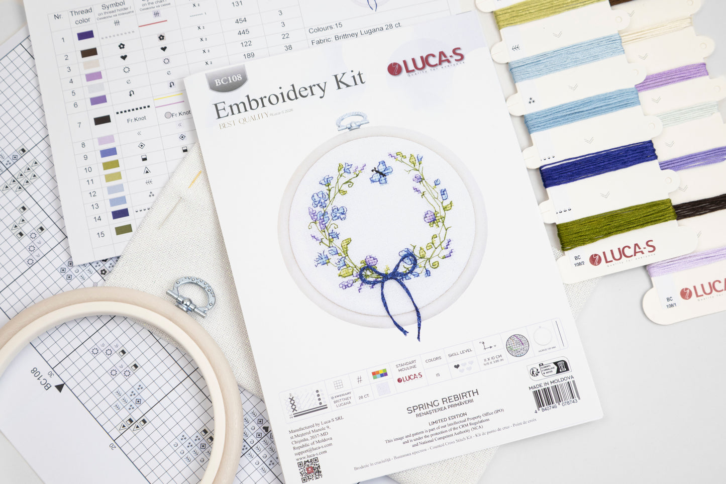Set de brodat în cruciuliță cu cercul de brodat inclus Luca-S - Renașterea Primăverii, BC108