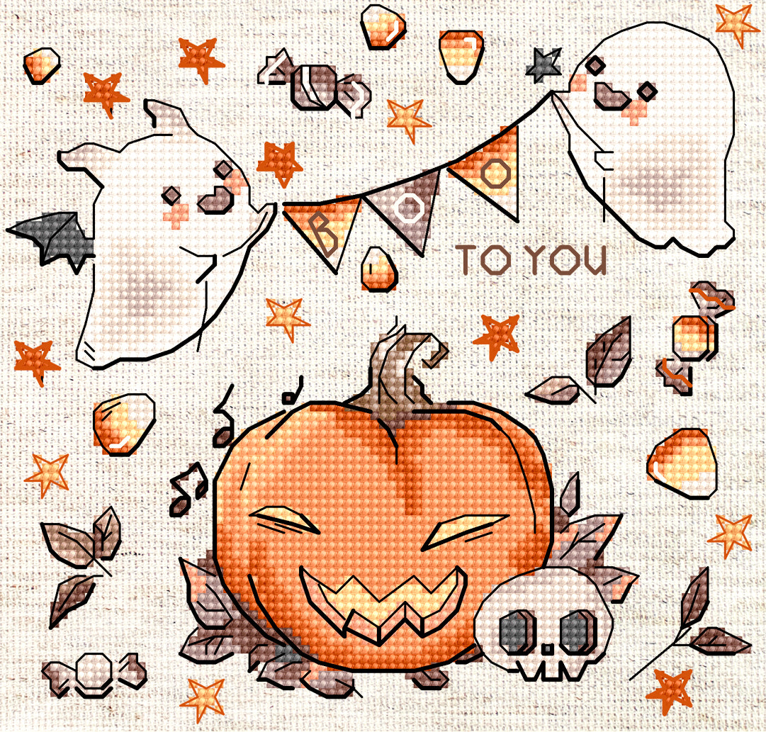 Set de brodat în cruciuliță LetiStitch - Boo To You, L8814