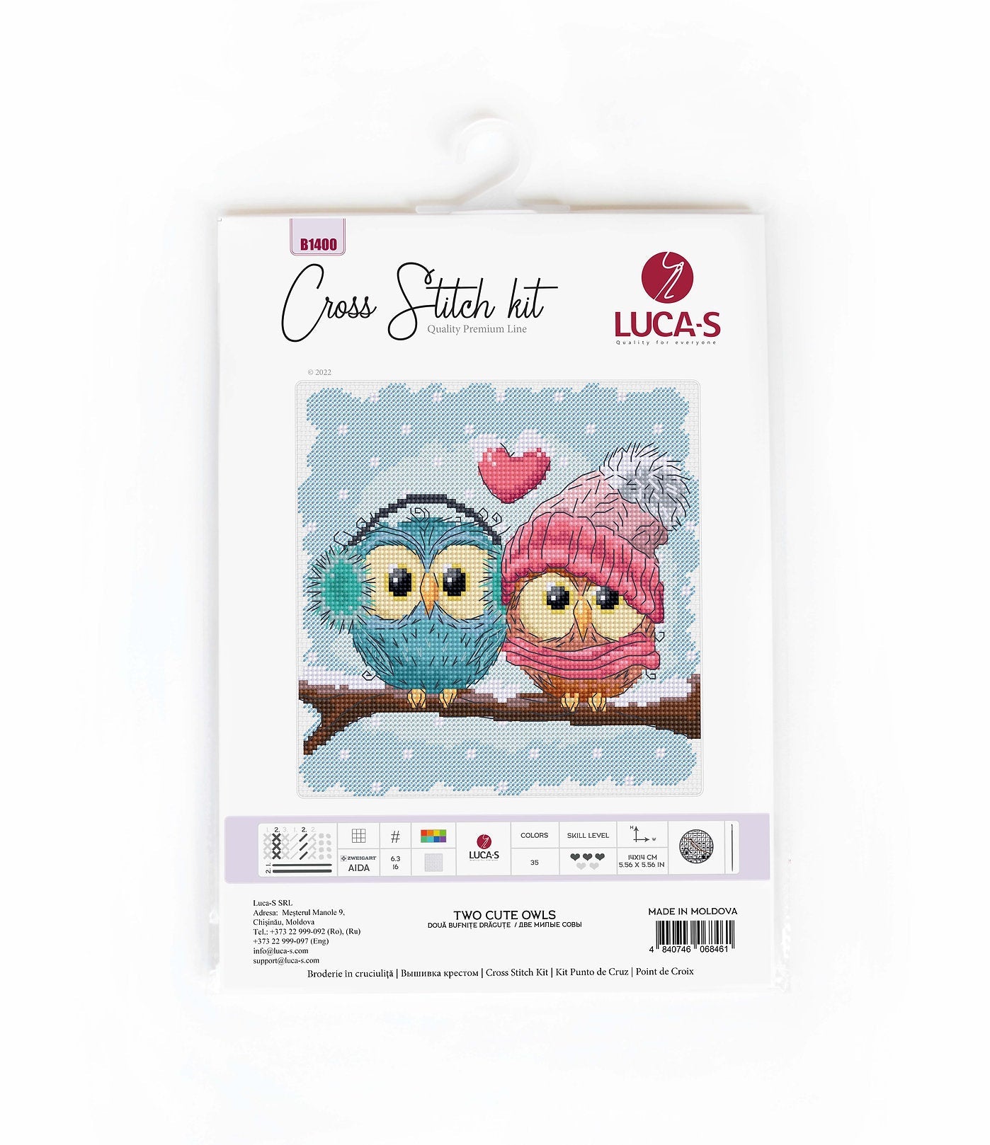 Set de brodat în cruciuliță Luca-S - B1400 Două bufnițe drăguțe
