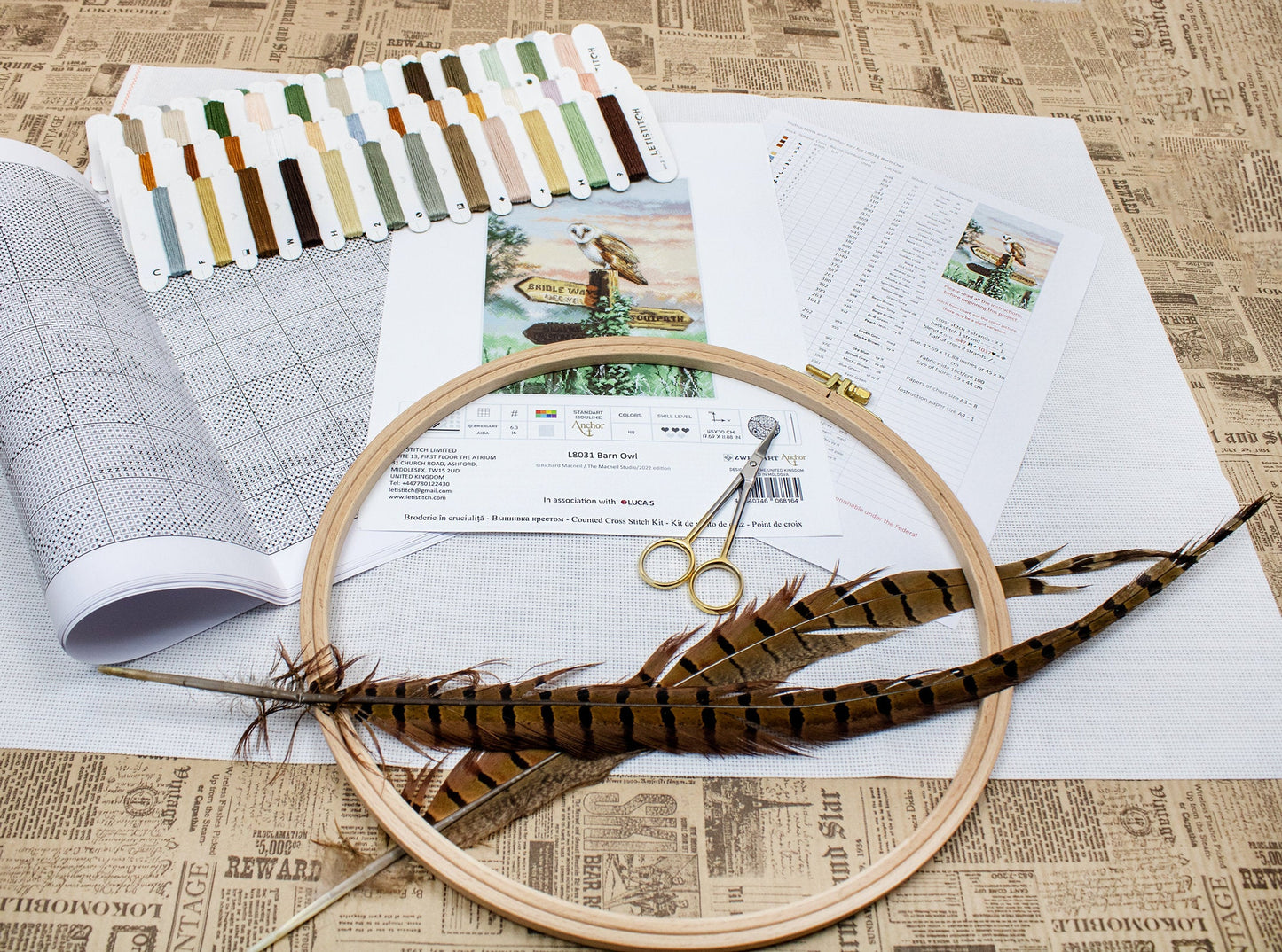 Set de brodat în cruciuliță LetiStitch - Bufniță de hambar, L8031