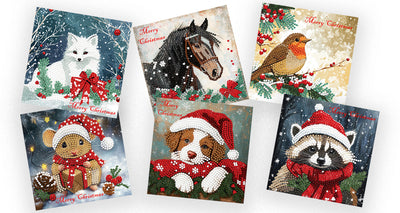 Set picturi cu diamante de Crăciun LetiStitch - Card Kit Jolly Little Friends, 348-0923