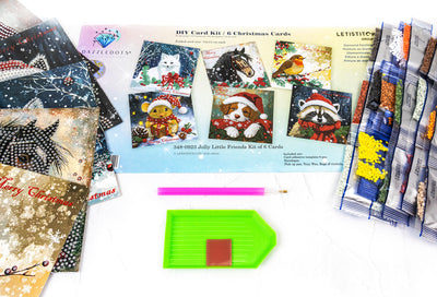 Set picturi cu diamante de Crăciun LetiStitch - Card Kit Jolly Little Friends, 348-0923