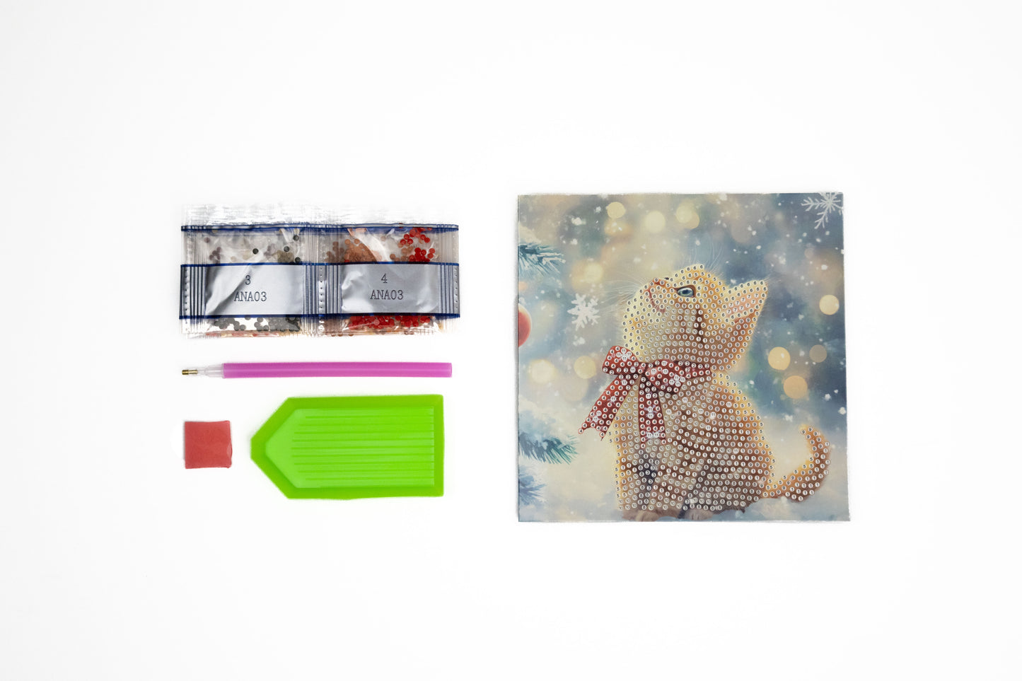 Set pictură cu diamante Card Kit LetiStitch - Merry Meow, 480-787