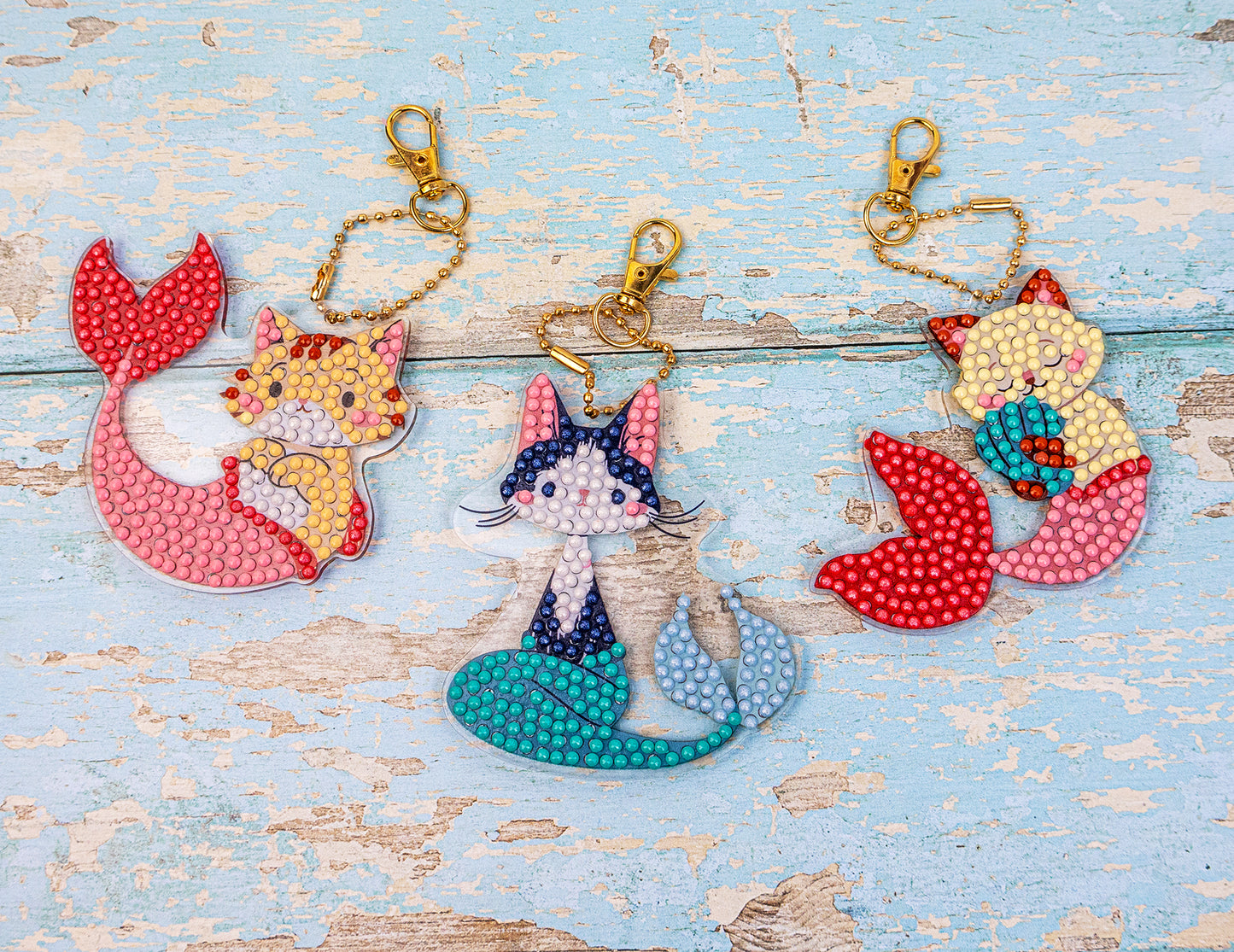 Set lanțuri cu pandantive din acril LetiStitch - Mermaid Cats, 481-494