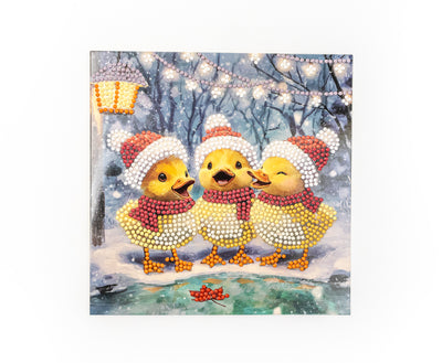 Set pictură cu diamante Card Kit LetiStitch - Holiday Ducklings, 481-500