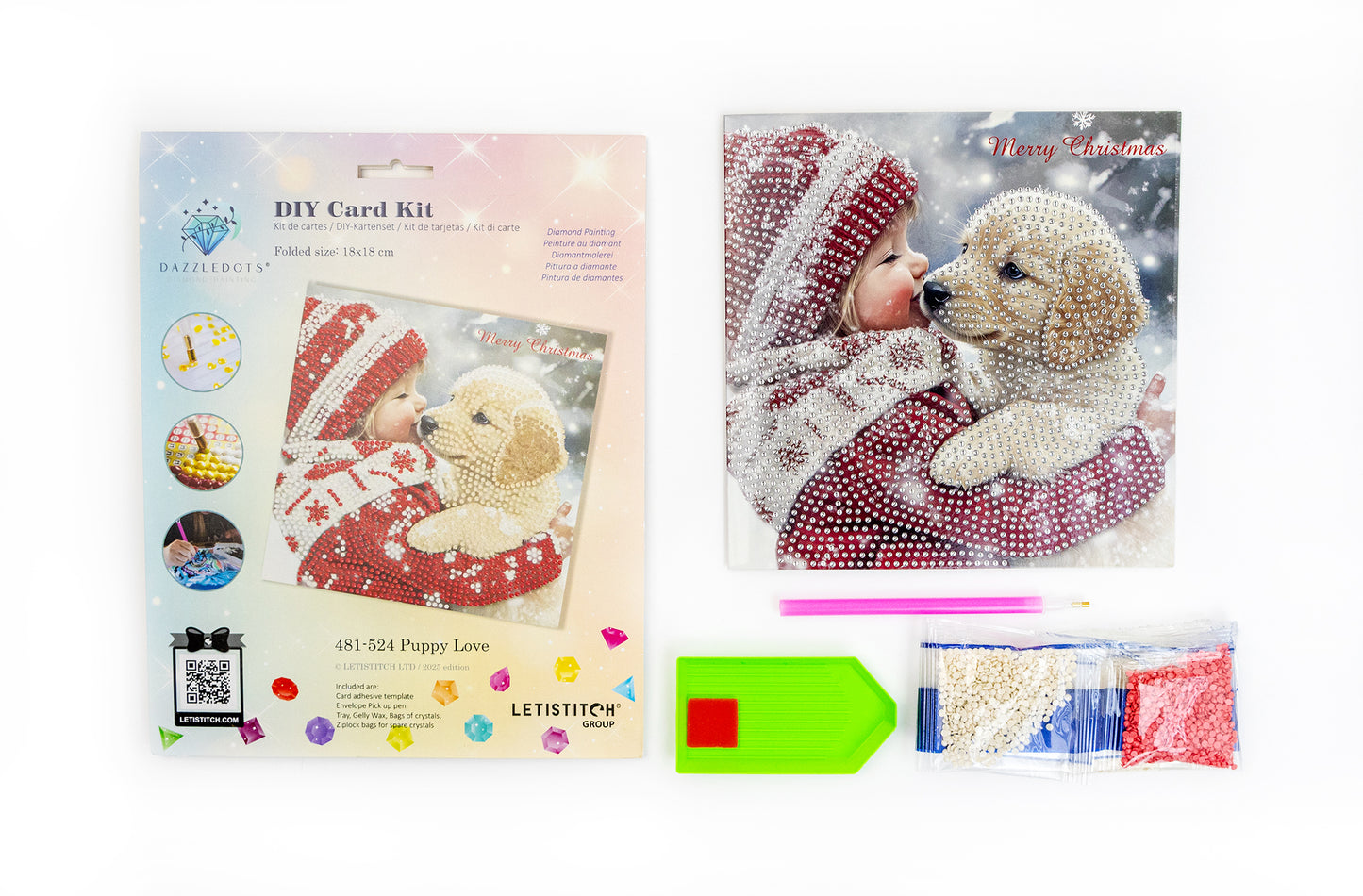 Set pictură cu diamante Card Kit LetiStitch - Puppy Love, 481-524