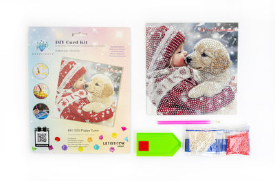 Set pictură cu diamante Card Kit LetiStitch - Puppy Love, 481-524