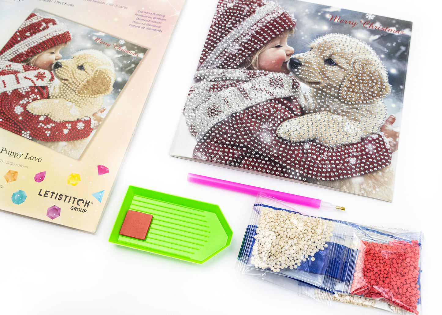 Set pictură cu diamante Card Kit LetiStitch - Puppy Love, 481-524