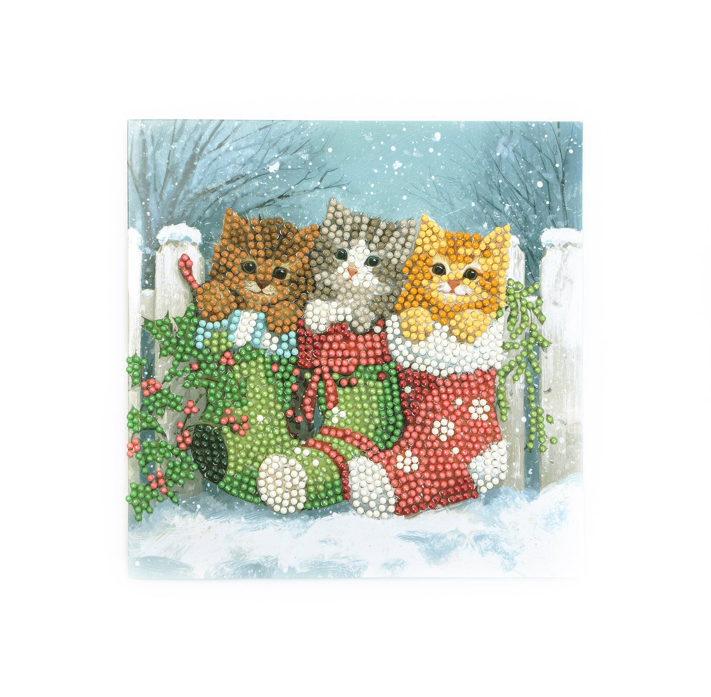 Set pictură cu diamante Card Kit LetiStitch - Snowy Kitties, 481-548