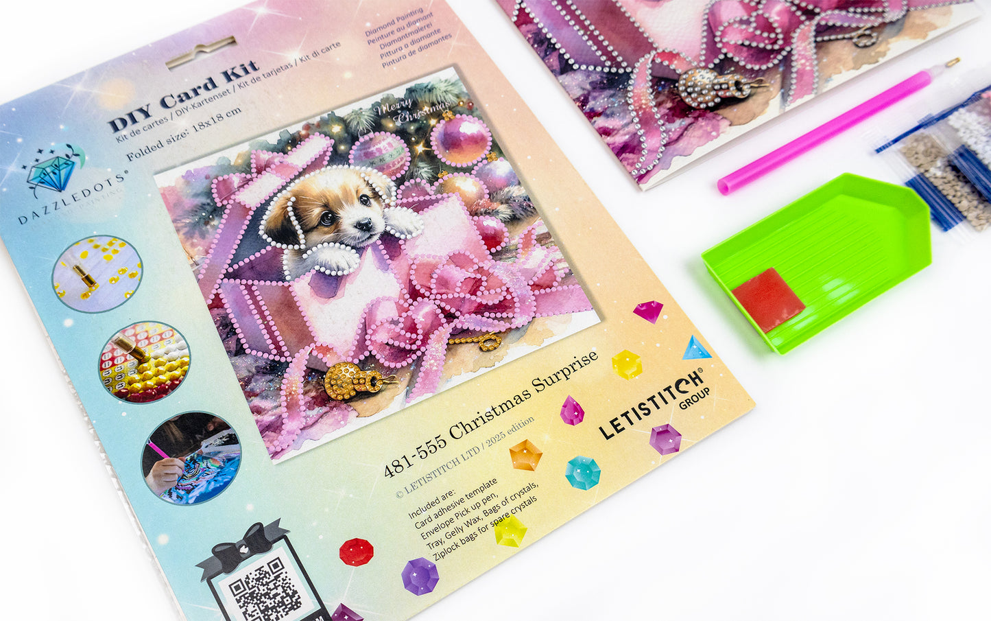 Set pictură cu diamante Card Kit LetiStitch - Christmas Surprise, 481-555