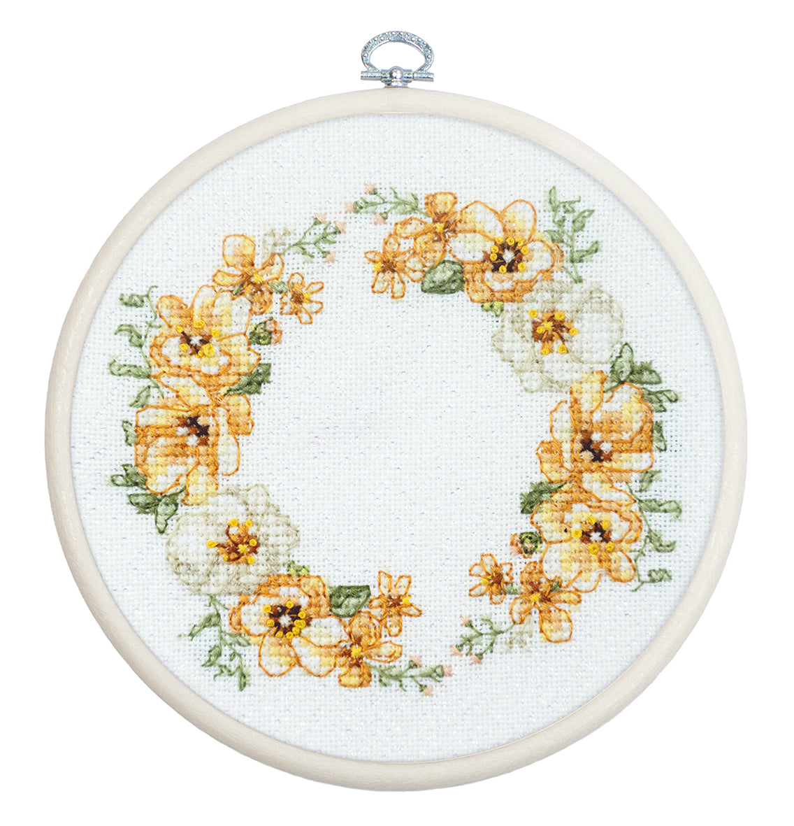 Set de brodat în cruciuliță cu cercul de brodat inclus Luca-S - Ritm Floral, BC110