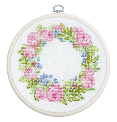 Set de brodat în cruciuliță cu cercul de brodat inclus Luca-S - Cunună de Vară, BC112