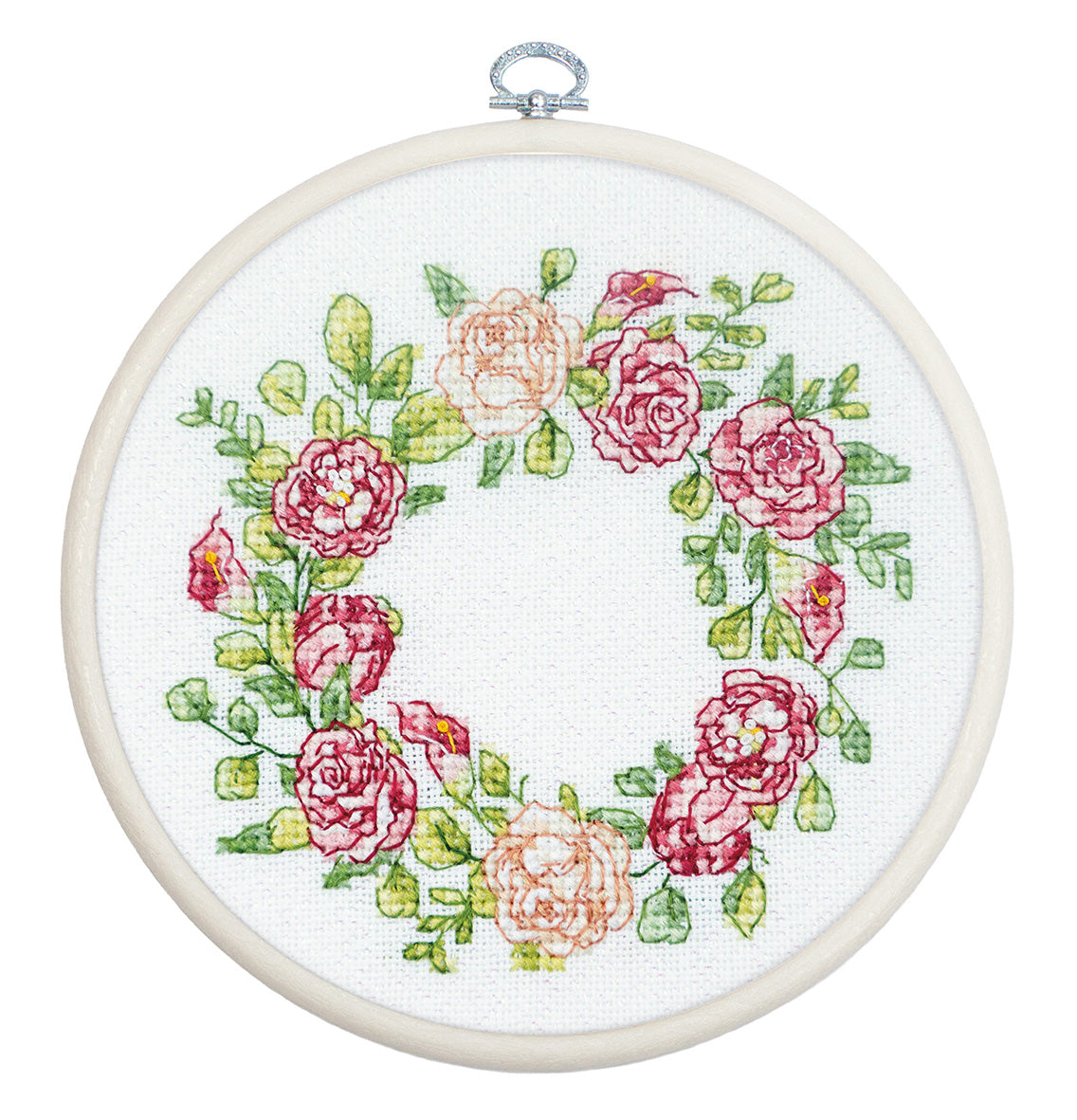 Set de brodat în cruciuliță cu cercul de brodat inclus Luca-S - Povestea Trandafirilor, BC113