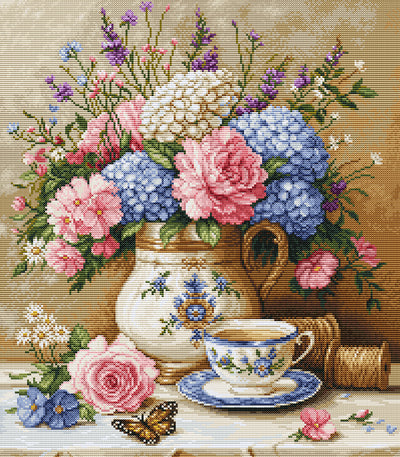 Set de brodat în cruciuliță Luca-S GOLD - Nostalgie Florală, B725