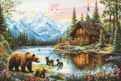 Set de brodat în cruciuliță Luca-S GOLD - Aventura Puilor de Urși, B726