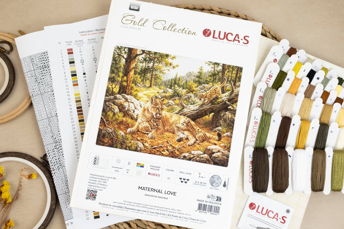 Set de brodat în cruciuliță Luca-S Gold - Dragostea Maternă, B734