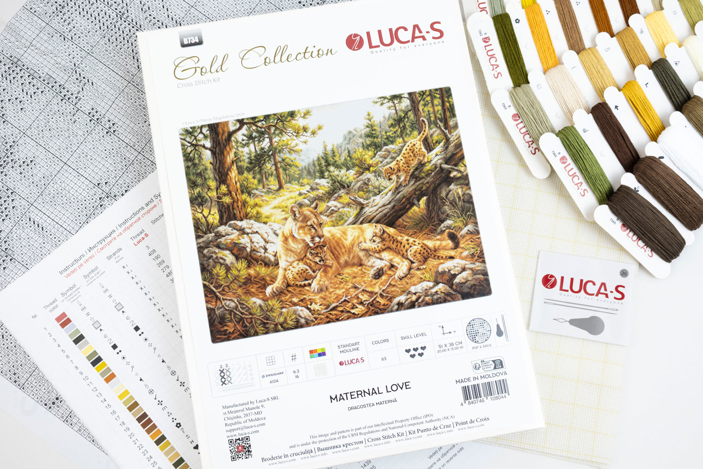 Set de brodat în cruciuliță Luca-S Gold - Dragostea Maternă, B734
