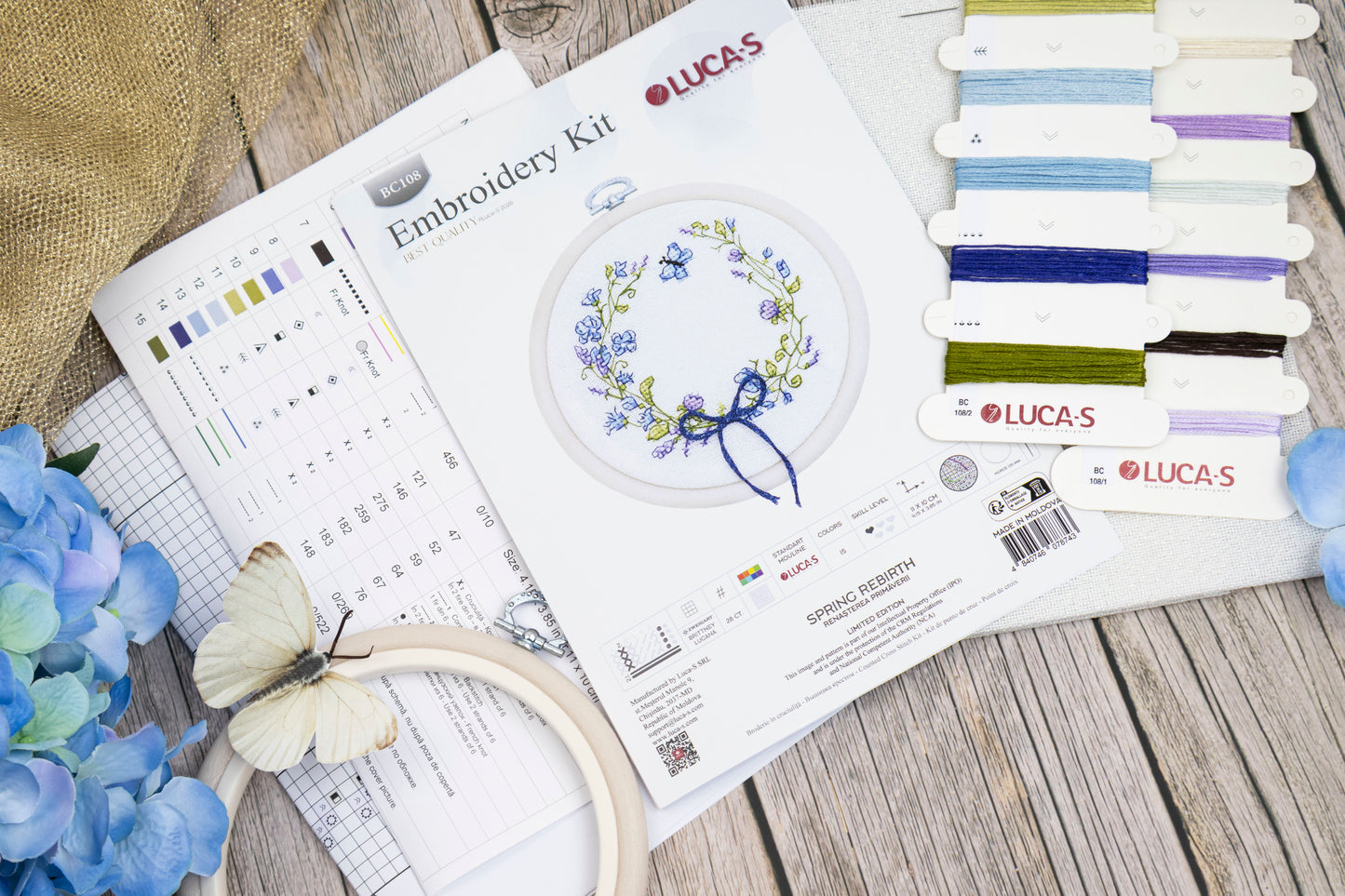 Set de brodat în cruciuliță cu cercul de brodat inclus Luca-S - Renașterea Primăverii, BC108