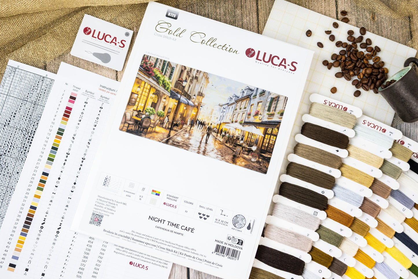 Set de brodat în cruciuliță Luca-S GOLD - Cafeneaua de Noapte, B729
