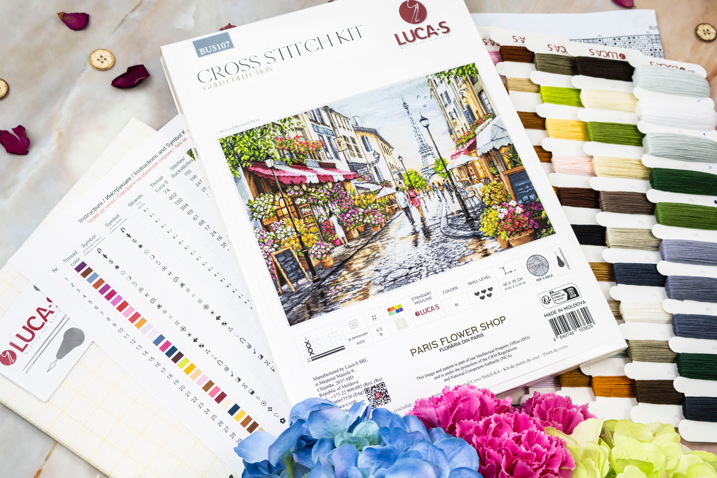 Set de brodat în cruciuliță Luca-S GOLD - Florăria din Paris, BU5107