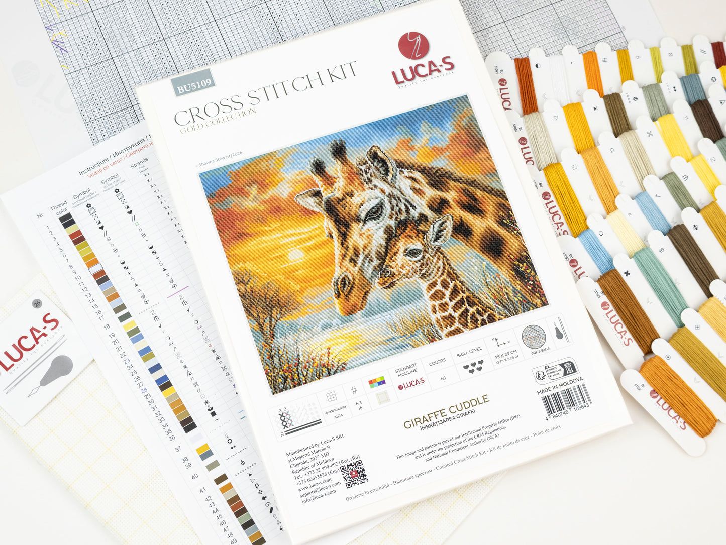 Set de brodat în cruciuliță Luca-S GOLD - Îmbrățișarea Girafei, BU5109