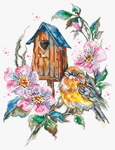 Set de brodat în cruciuliță LetiStitch - Minune cu Pene, L8996