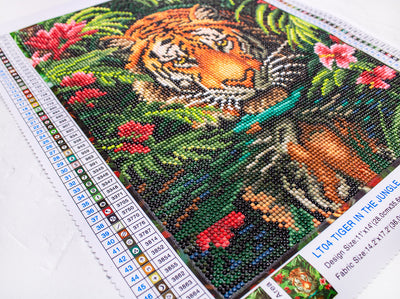 Set pictură cu diamante LetiStitch - Tiger in the Jungle, LT04