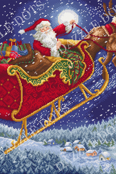 Set pictură cu diamante LetiStitch - Santa Sleigh, LT20