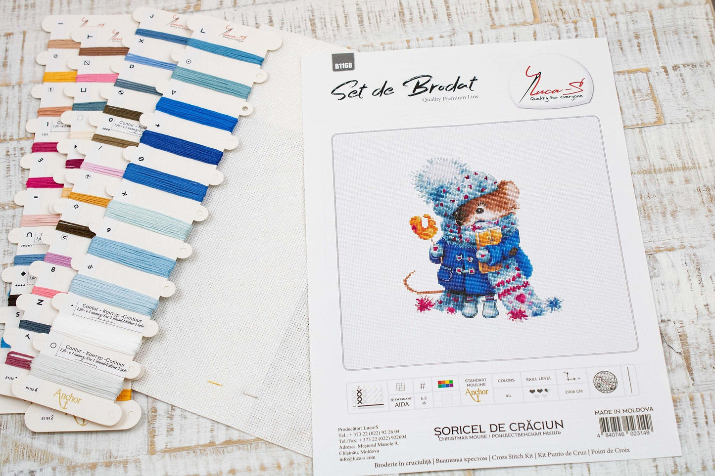Set de brodat în cruciuliță Luca-S - B1168 Șoricel de Crăciun