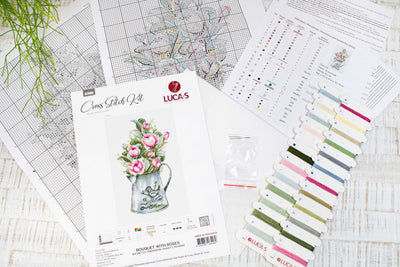 Cross Stitch Kit Luca-S - Bouquet with roses - HobbyJobby