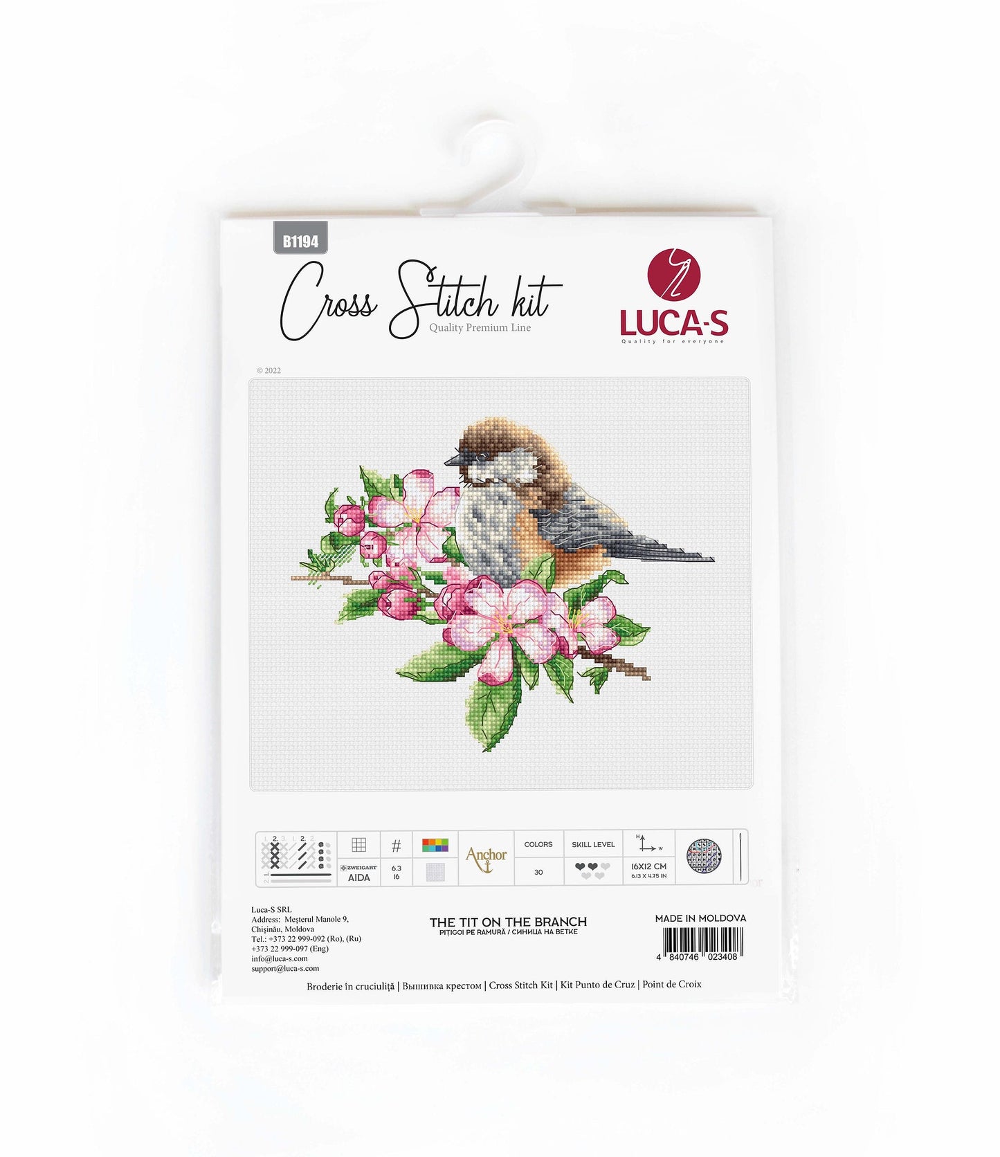 Set de brodat în cruciuliță Luca-S - Pițigoi pe ramură B1194