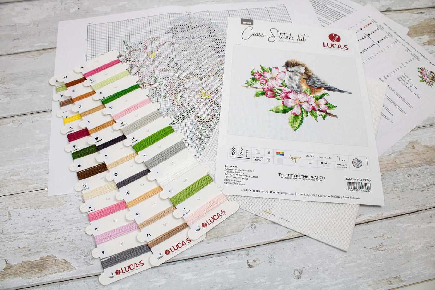 Set de brodat în cruciuliță Luca-S - Pițigoi pe ramură B1194