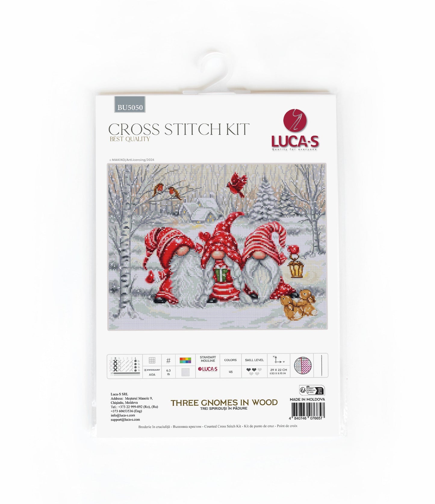 Set de brodat în cruciuliță Luca-S - Trei Spiriduși în Pădure, BU5050