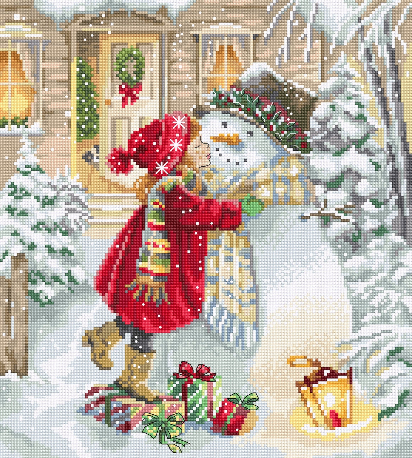 Set de brodat în cruciuliță LetiStitch - Joacă de iarnă, L8057