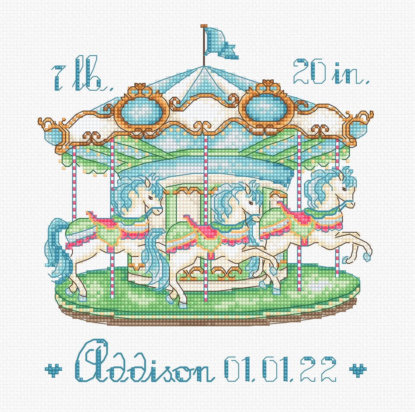 Set de brodat în cruciuliță Letistitch - Baby Carousel, L8047