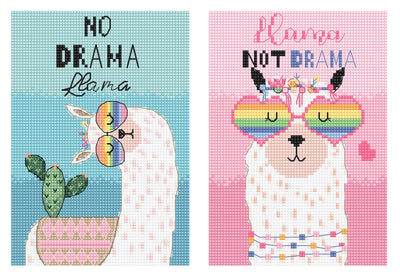 Set de brodat în cruciuliță LetiStitch - No Drama Llama