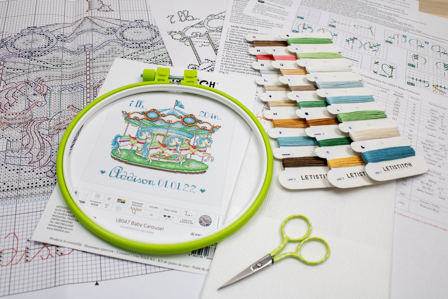 Set de brodat în cruciuliță Letistitch - Baby Carousel, L8047